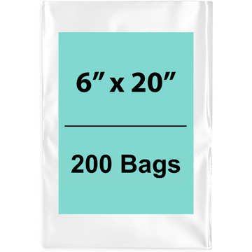 Clear Poly Bags 6" x 20" 1.5 Mil 200 Bags